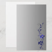 Blauwe, Grijze Bloemenvlinders Bruiloft Stationery Briefpapier (Voorkant / Achterkant)