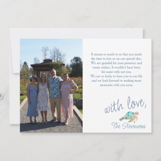 Blauwe grijze bruiloft Foto Hartelijk dank Bedankkaart (Achterkant)