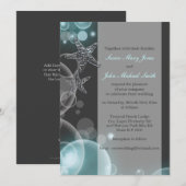 Blauwe grijze bruiloft verloving kaart (Voorkant / Achterkant)