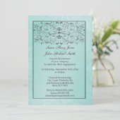 Blauwe grijze bruiloft verloving kaart (Staand voorkant)