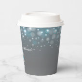 Blauwe grijze bubbels aangepast huwelijk papieren bekers (Links)