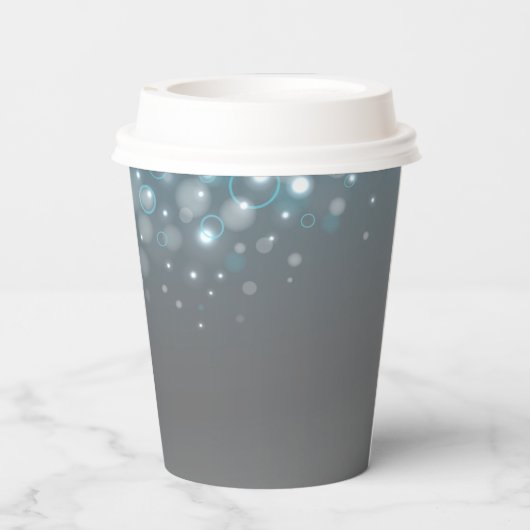 Blauwe grijze bubbels aangepast huwelijk papieren bekers (Achterkant)