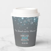 Blauwe grijze bubbels aangepast huwelijk papieren bekers (Voorkant)