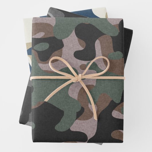 Blauwe grijze Camouflage Inpakpapier Vel (In situ)