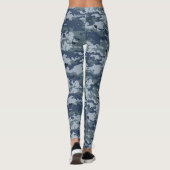 Blauwe grijze Camouflage Leggings vrouwen (Achterkant)