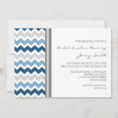 Blauwe grijze Chevron Bridal Lunch Uitnodiging (Achterkant)