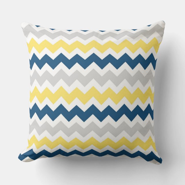Blauwe grijze Chevron Decorative Pillow Kussen (Voorkant)