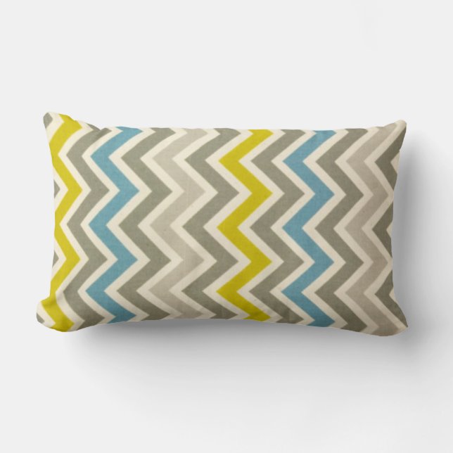 Blauwe grijze Chevron Large Pillow Kussen (Voorkant)