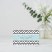 Blauwe grijze Chevron Retro Visitekaartjes (Staand voorkant)