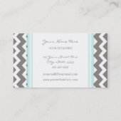 Blauwe grijze Chevron Retro Visitekaartjes (Achterkant)