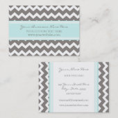 Blauwe grijze Chevron Retro Visitekaartjes (Voorkant / Achterkant)