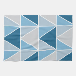 Blauwe grijze driehoekspatroon theedoek
