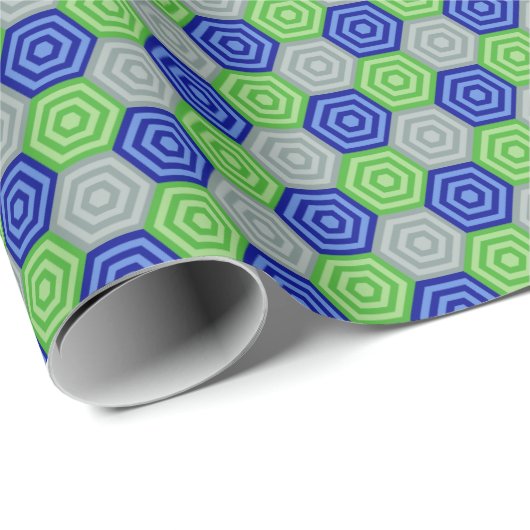 Blauwe, grijze en groene nestharsen cadeaupapier (Rol Hoek)