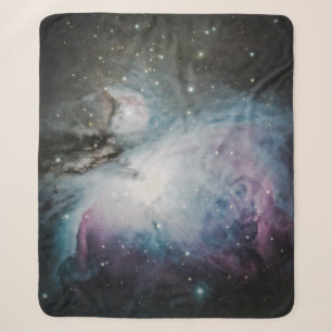 Blauwe, grijze en paarse nebula sherpa deken