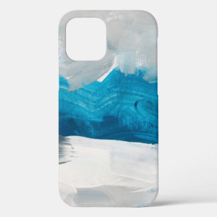 Blauwe, grijze en witte Abstracte kunstschilderend iPhone 12 Hoesje