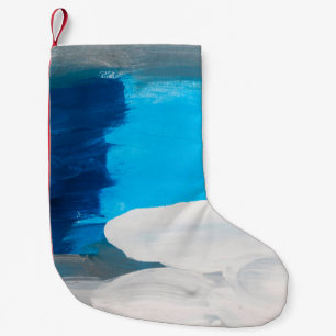 Blauwe, grijze en witte Abstracte kunstschilderend Kleine Kerstsok