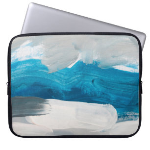 Blauwe, grijze en witte Abstracte kunstschilderend Laptop Sleeve