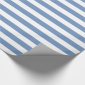 Blauwe/grijze en witte strepen cadeaupapier (Hoek)