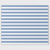 Blauwe/grijze en witte strepen cadeaupapier (Vlak)