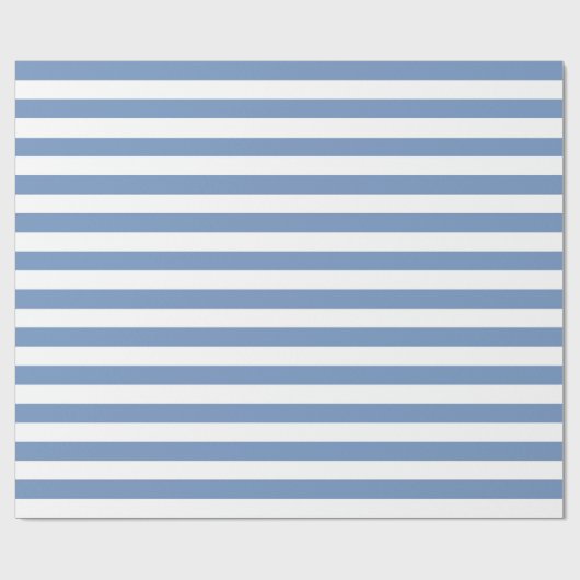 Blauwe/grijze en witte strepen cadeaupapier (Vlak)