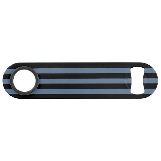 Blauwe grijze en zwarte strepen speed flessenopener (Achterkant Horizontaal)