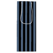 Blauwe grijze en zwarte strepen wijn cadeautas (Voorkant)