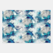 blauwe grijze feeststructuur inpakpapier vel (Voorkant 3)