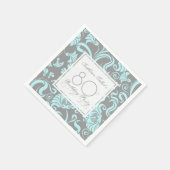 Blauwe grijze Floral 80e verjaardag van de krant N Servetten (Hoek)