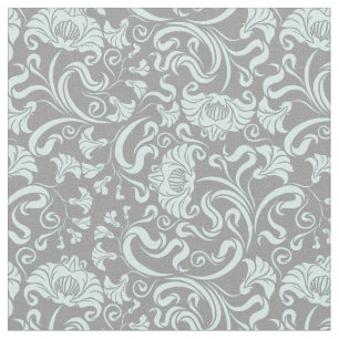 Blauwe grijze Floral Pattern Fabric Stof