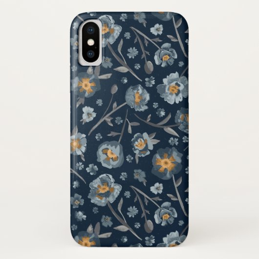 Blauwe grijze gele papaver afdrukken Case-Mate iPhone case (Achterkant)