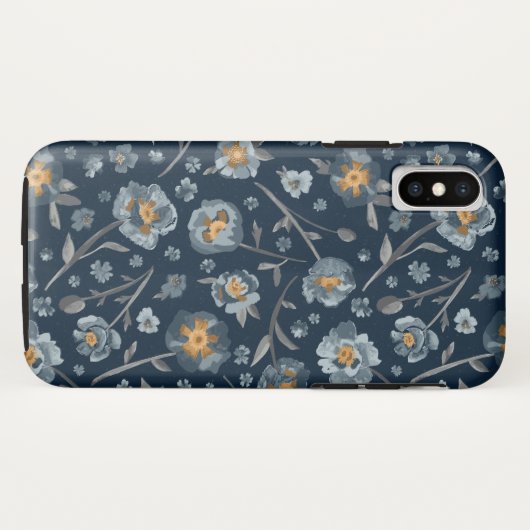Blauwe grijze gele papaver afdrukken Case-Mate iPhone case (Achterkant (horizontaal))