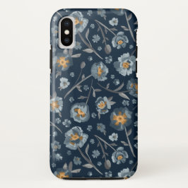 Blauwe grijze gele papaver afdrukken Case-Mate iPhone case