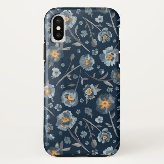 Blauwe grijze gele papaver afdrukken Case-Mate iPhone case (Achterkant)