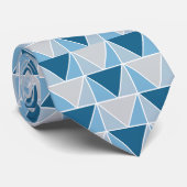 Blauwe grijze geometrische driehoeken Modern Stropdas (Opgerold)