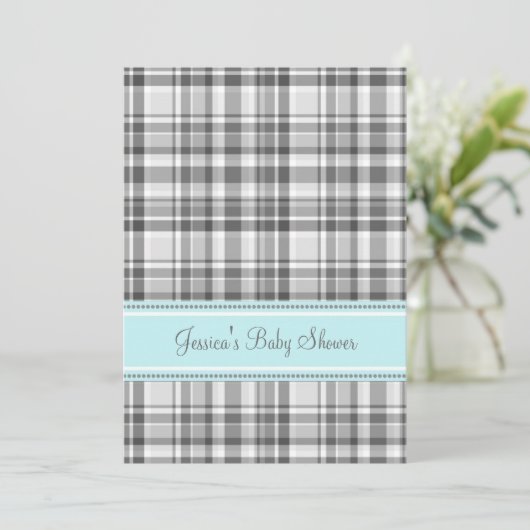 Blauwe grijze geplaveide aangepaste Babydouche-uit Kaart (Staand voorkant)