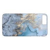 Blauwe grijze gouden moderne marmertextuur daar Case-Mate iPhone case (Achterkant (Horizontaal))