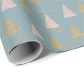 Blauwe grijze goudglitter Shine-kerstbomen     Cadeaupapier (Rol Hoek)