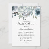 Blauwe grijze groene elegant Waterverf bridal Kaart (Voorkant)