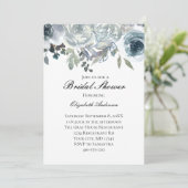 Blauwe grijze groene elegant Waterverf bridal Kaart (Staand voorkant)