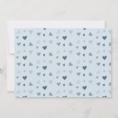 Blauwe grijze harten Penguins Baby Shower Invitati Kaart (Achterkant)