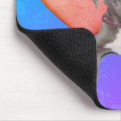 Blauwe grijze hond Puppy roze hart Muismat (Hoek)