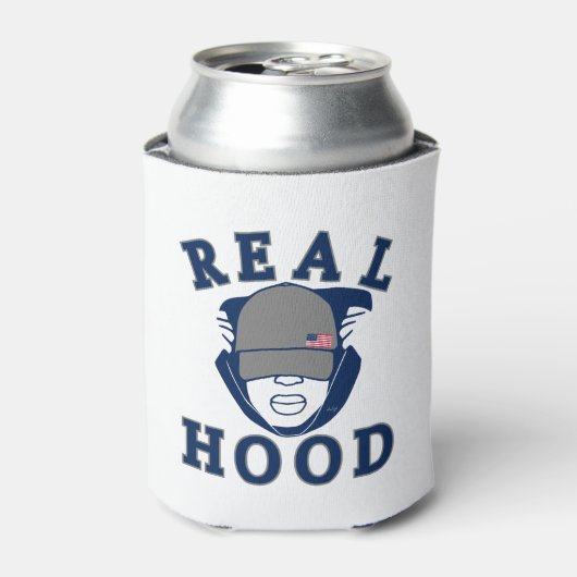 blauwe grijze HOOD GUY IN HOODIE Blikjeskoeler (Blikje Voorkant)