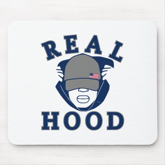 blauwe grijze HOOD GUY IN HOODIE Muismat (Voorkant)