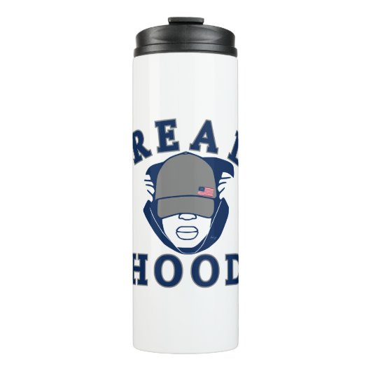 blauwe grijze HOOD GUY IN HOODIE Thermosbeker (Voorkant)