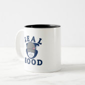 blauwe grijze HOOD GUY IN HOODIE Tweekleurige Koffiemok (Voorkant links)