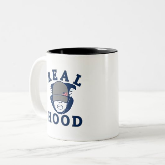 blauwe grijze HOOD GUY IN HOODIE Tweekleurige Koffiemok (Voorkant links)