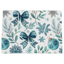BLAUWE & GRIJZE KERSTBALLEN & LINTEN GROOT CADEAUZAKJE