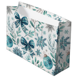 BLAUWE & GRIJZE KERSTBALLEN & LINTEN GROOT CADEAUZAKJE