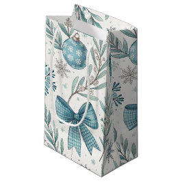 BLAUWE & GRIJZE KERSTBALLEN & LINTEN KLEIN CADEAUZAKJE