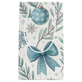 BLAUWE & GRIJZE KERSTBALLEN & LINTEN KLEIN CADEAUZAKJE